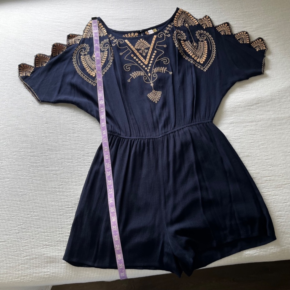 Alya Francesca’s Embroidered Navy Blue Romper/Medium - Picture 10 of 15